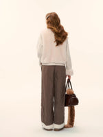 Eco-Faux Fur Knit Stand Collar Jacket