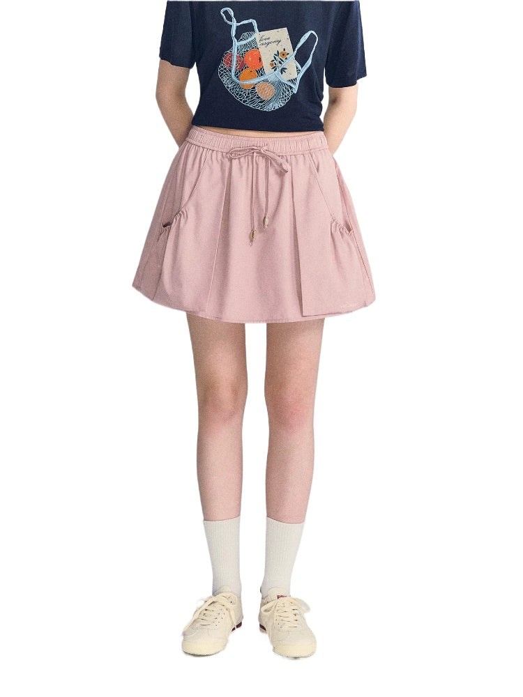 Drawstring A-Line Skirt