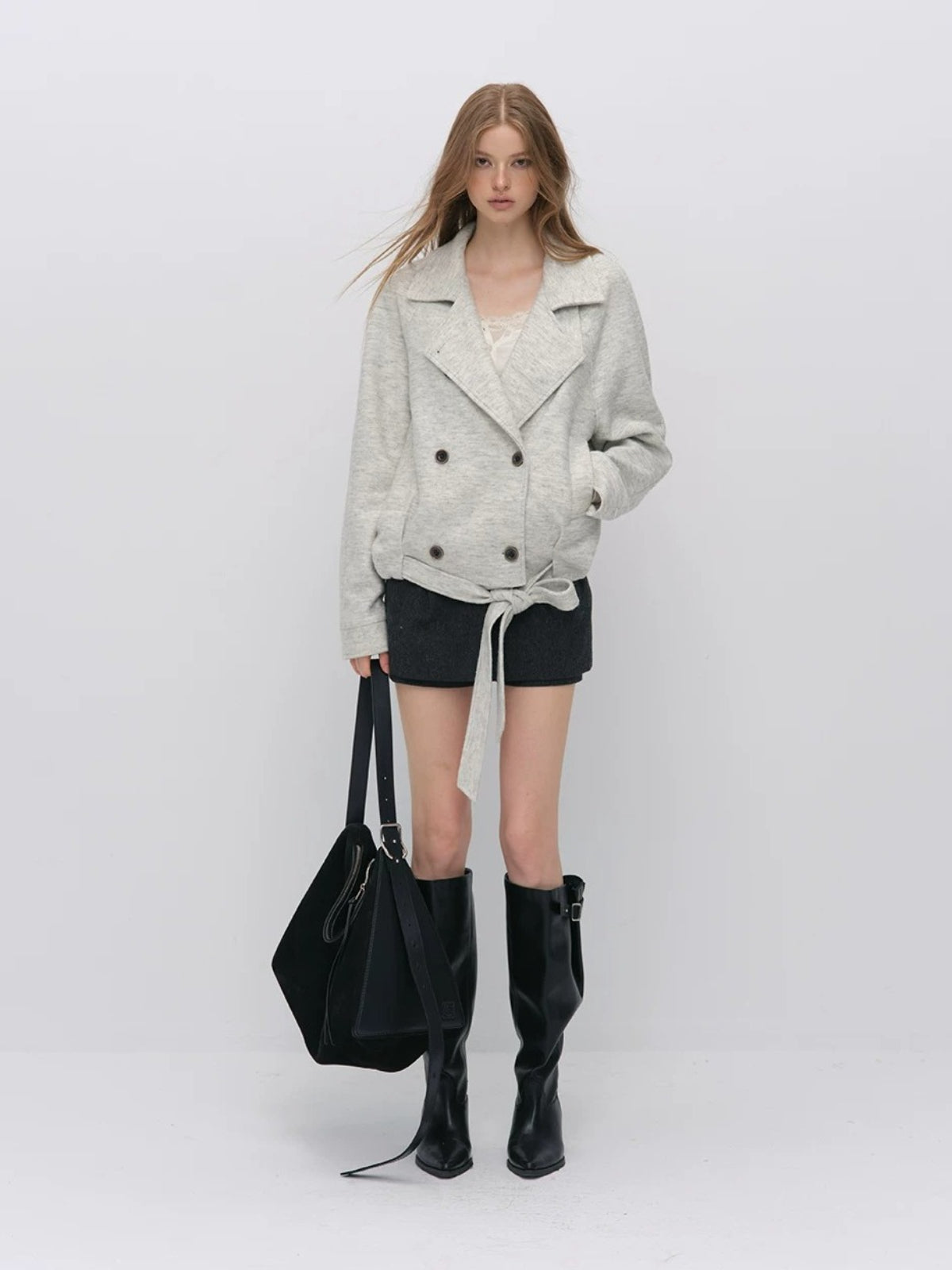 Wool Belted A-Line Skort
