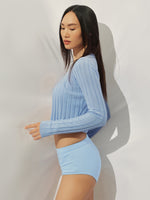 Crew-neck Long-sleeve Knitted Cardigan
