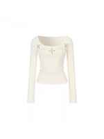 Rhinestone Knit U-Neck Tee