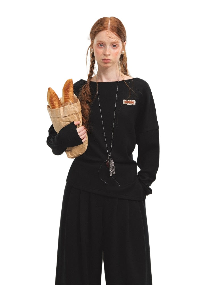 Off-Shoulder Irregular Blouse &amp; Pleated Pants Set