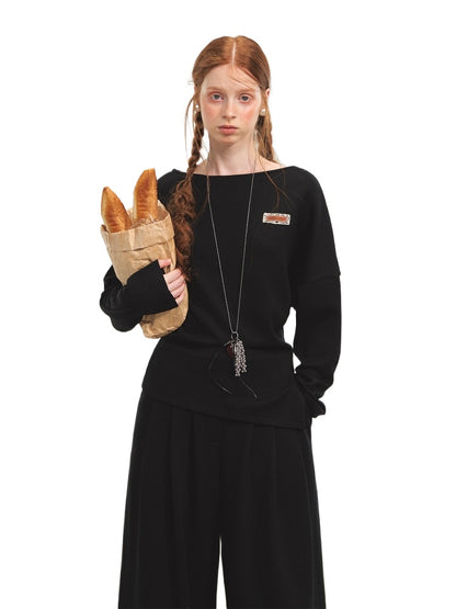 Off-Shoulder Irregular Blouse &amp; Pleated Pants Set