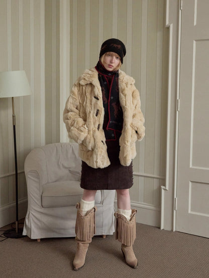 Rex Rabbit Patchwork Fur Jacket