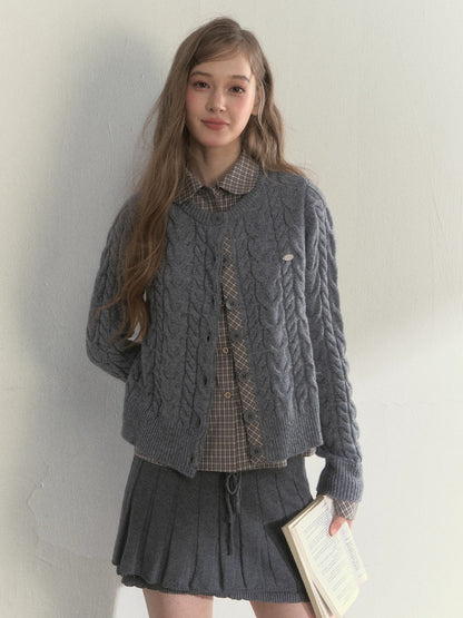 “Pine Dusk” Wool-Blend Doll Collar Knit Sweater