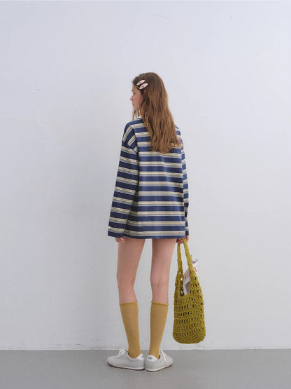Striped Embroidered Polo Tee
