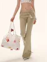 Vintage Multi-Belt Flared Denim Pants