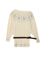 Fair Isle Asymmetric Knit Mini Dress