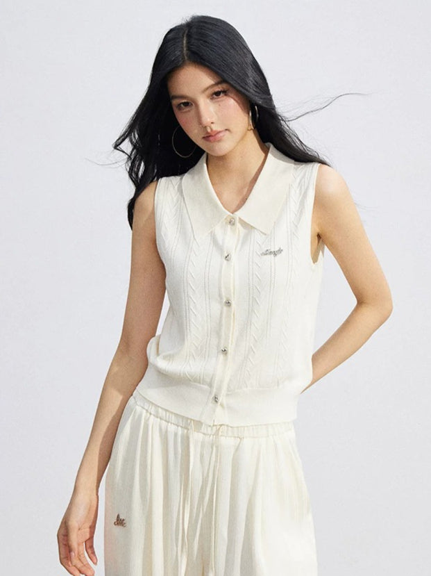 Polo Knit Ice-Silk Top