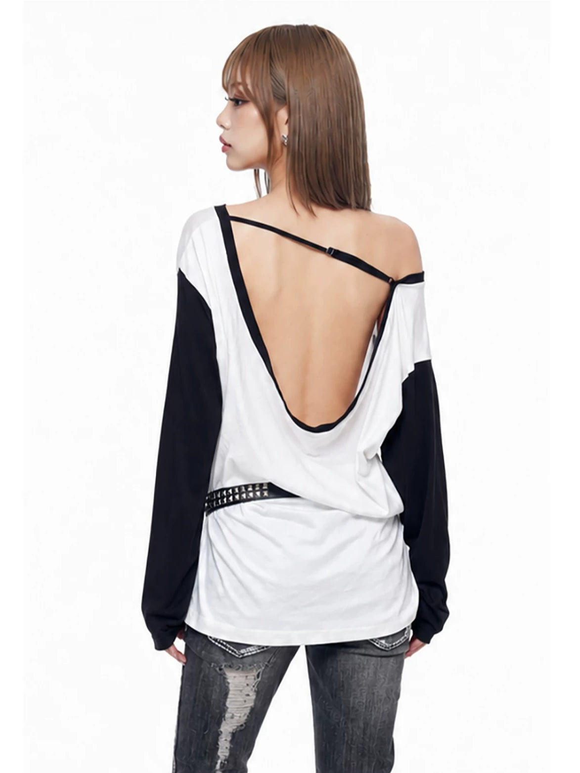 Asymmetric Backless T-Shirt