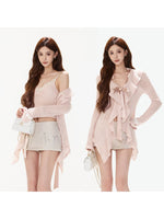 Sweet Knit Hollow Ruffle Cami Set