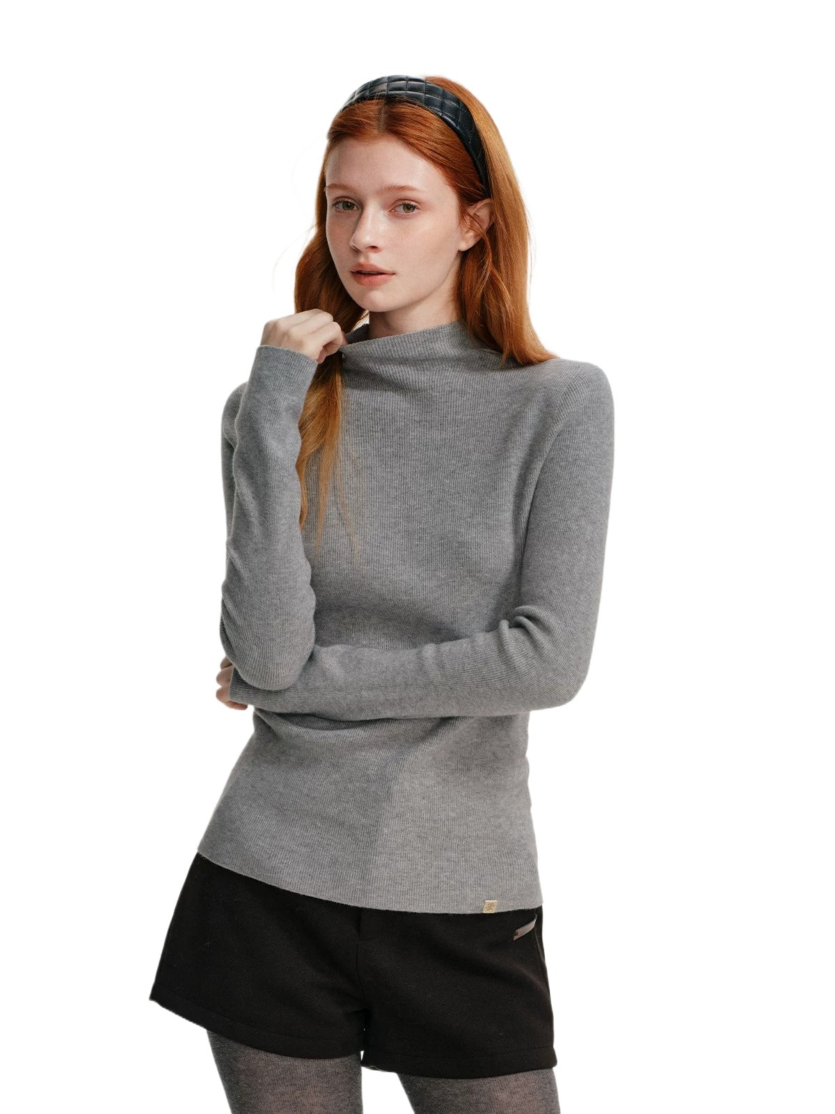 Seamless Wool Blend Mockneck Top