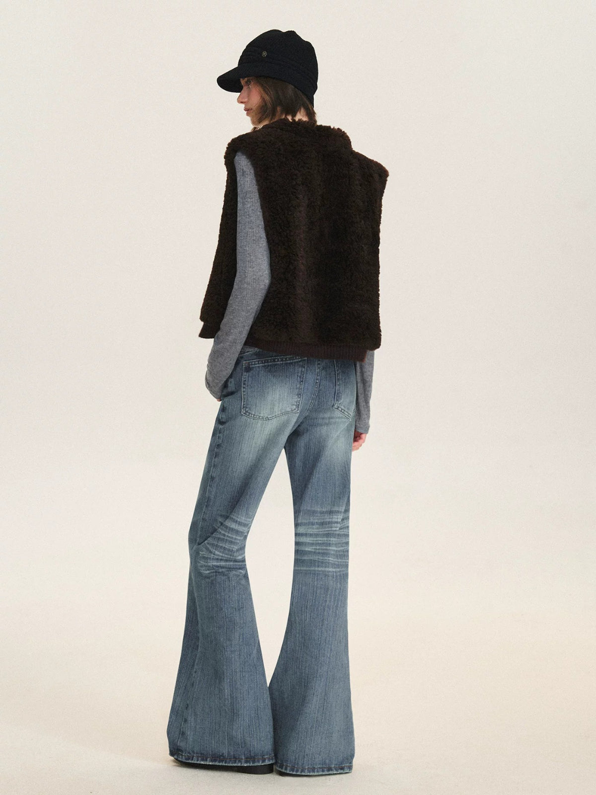 Faux Fur Knit Trim Vest