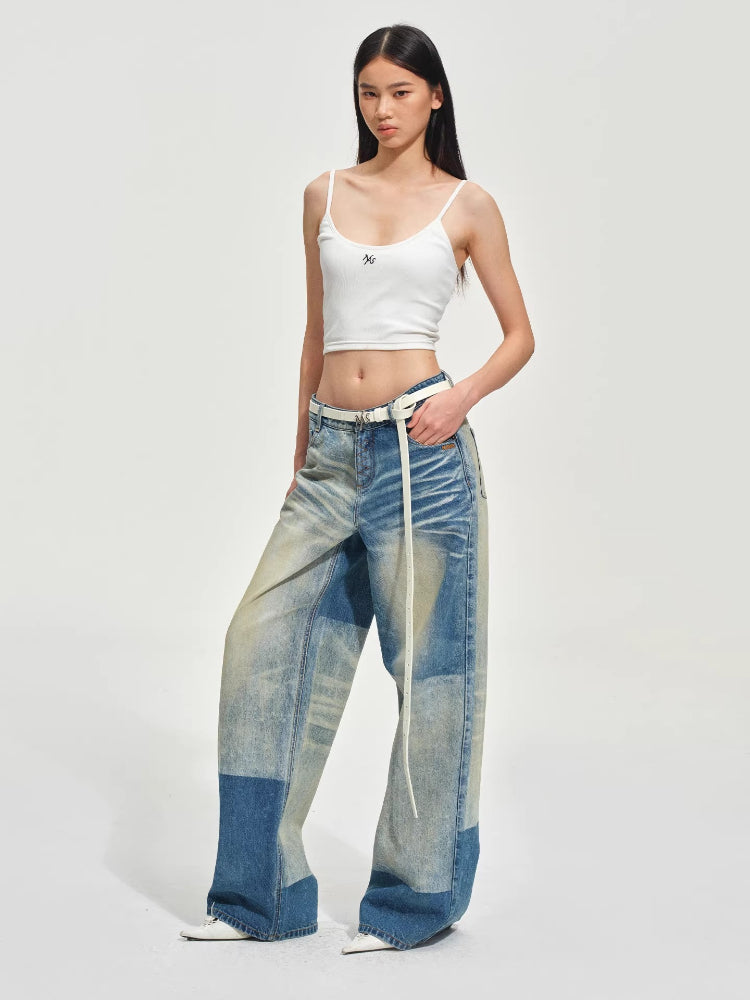 Equestrian Panel Wide-Leg Jeans