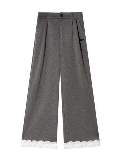 Wool Embroidered Trim Pants