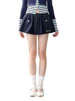 Navy Blue Pocket Drawstring Skort