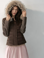 Fur-Trimmed Hooded Panelled Down Jacket