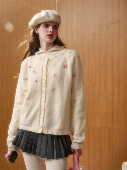 Hand-Embroidered Floral Cardigan