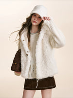 White Hooded Shearling Vest