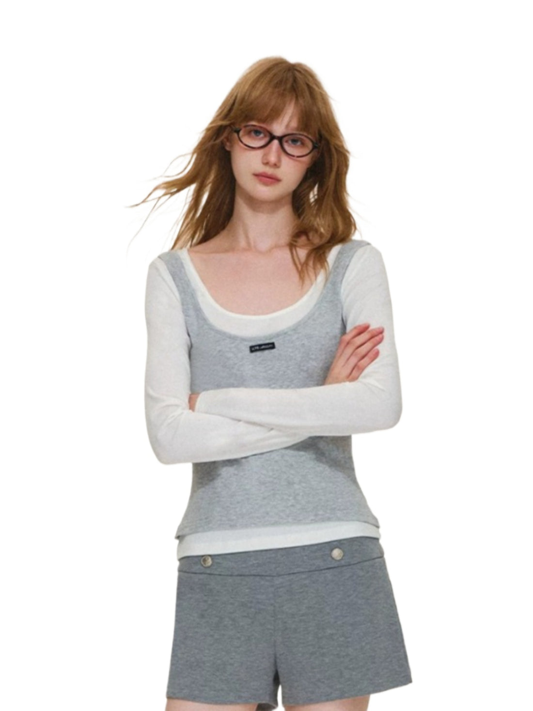 Contrast Layered Lyocell Scoopneck Top