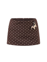 Brown Vintage Polka Dot Mini Skirt