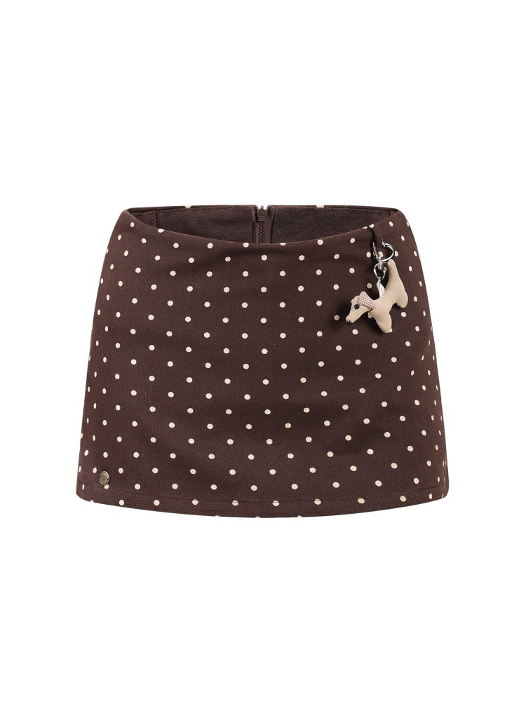 Brown Vintage Polka Dot Mini Skirt
