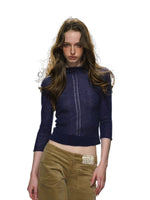High Neck Knit Seven Sleeve Top