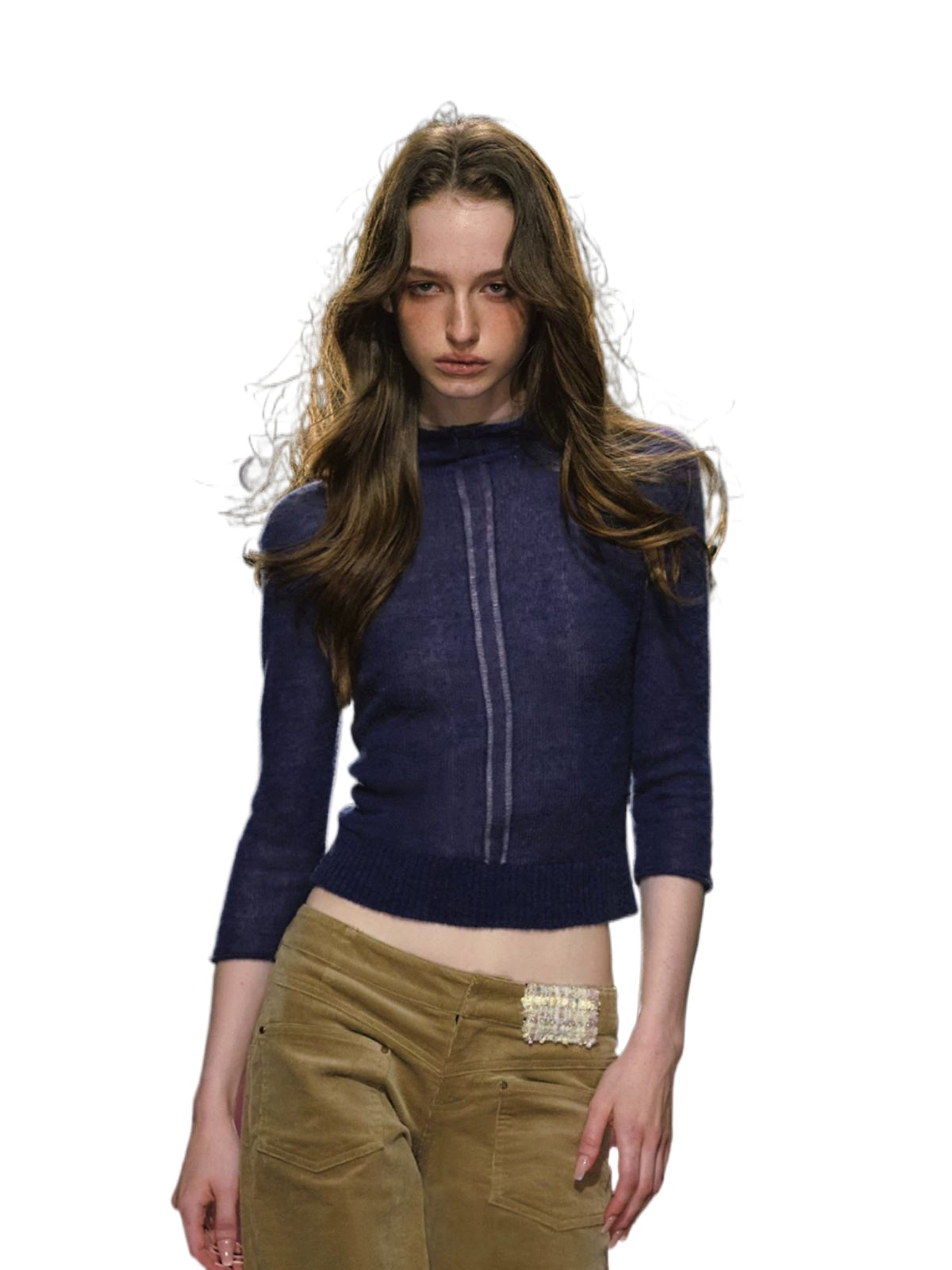 High Neck Knit Seven Sleeve Top