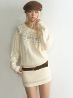 Fair Isle Asymmetric Knit Mini Dress