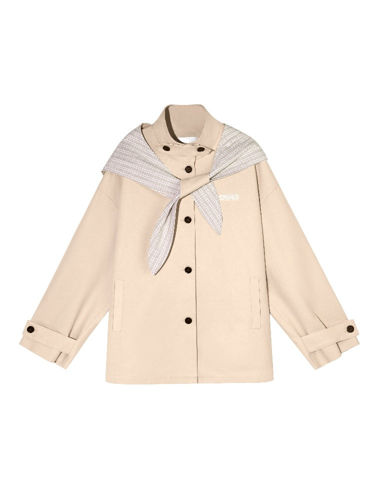 Detachable Ear Plaid Trench