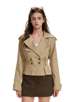 Double Breasted Pleated Trench Jacket