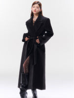 Hokkaido Wool-Blend Belted Lapel Long Coat