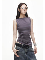 Asymmetric Ruched Halter Top