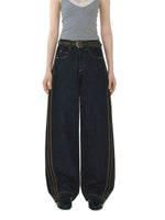 Ribbon Trim Curved Jeans