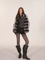Gradient Faux Fur Wool Coat