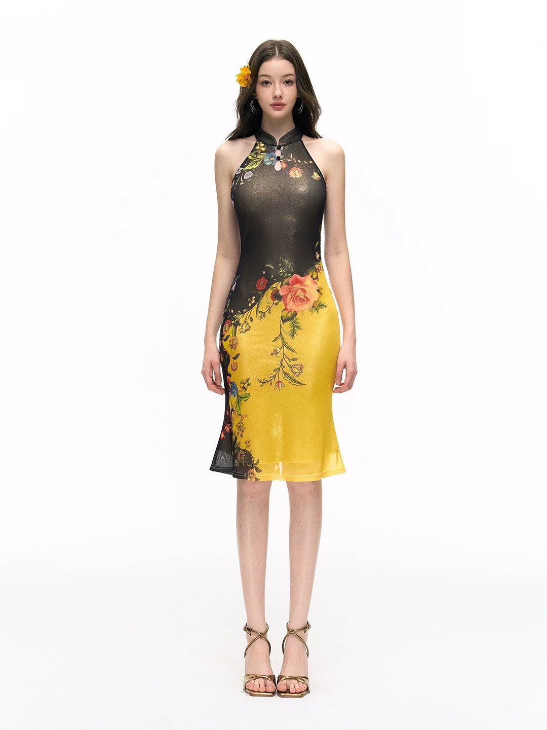 Black Halter Qipao Dress