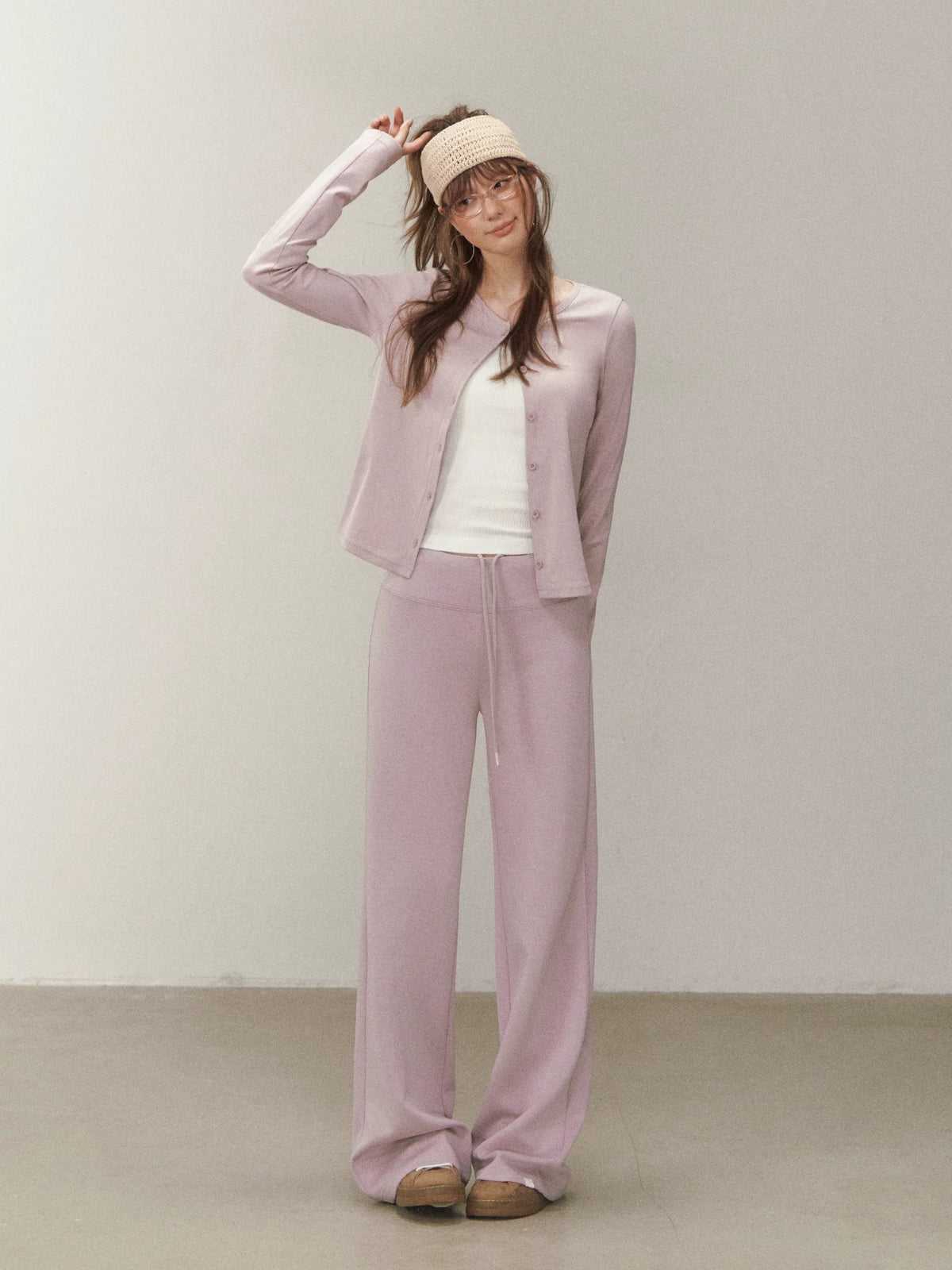 Layered Hoodie Cardigan &amp; Pants Set