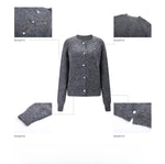 Gray Knit Crewneck Cardigan