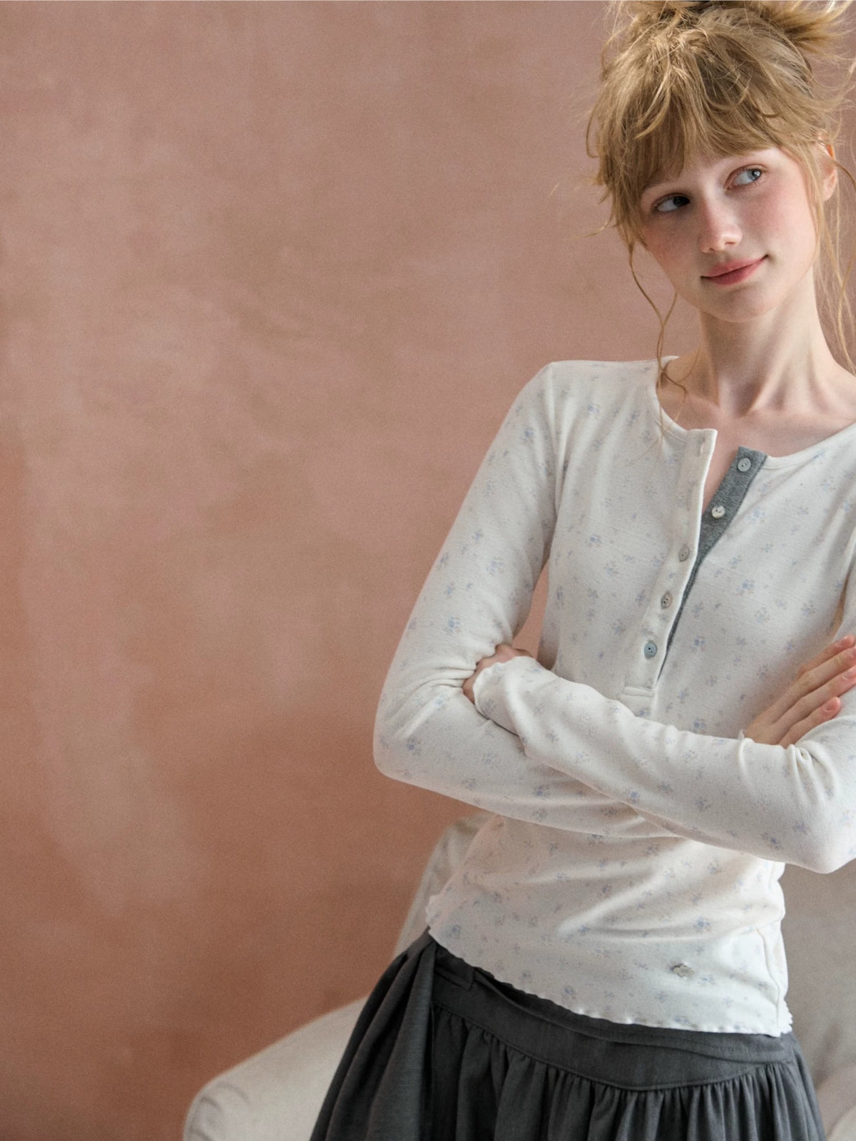 Wildflower Henley Long Sleeve Tee