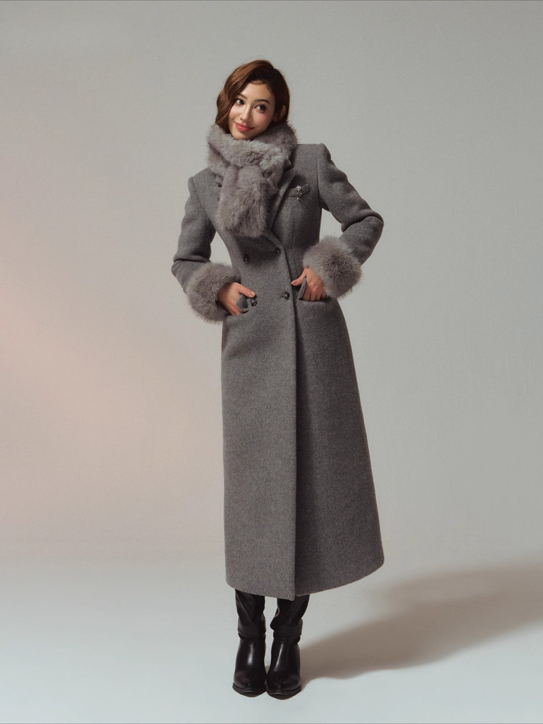 Merino Hourglass Double-Faced Wool Long Coat