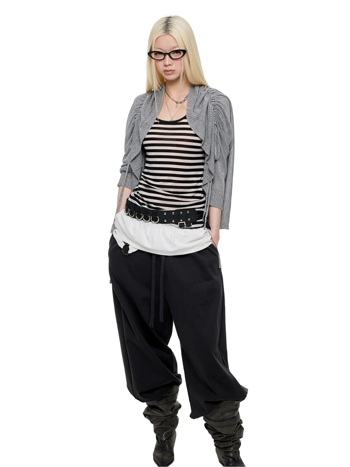 Korean Drawstring Knit Cardigan