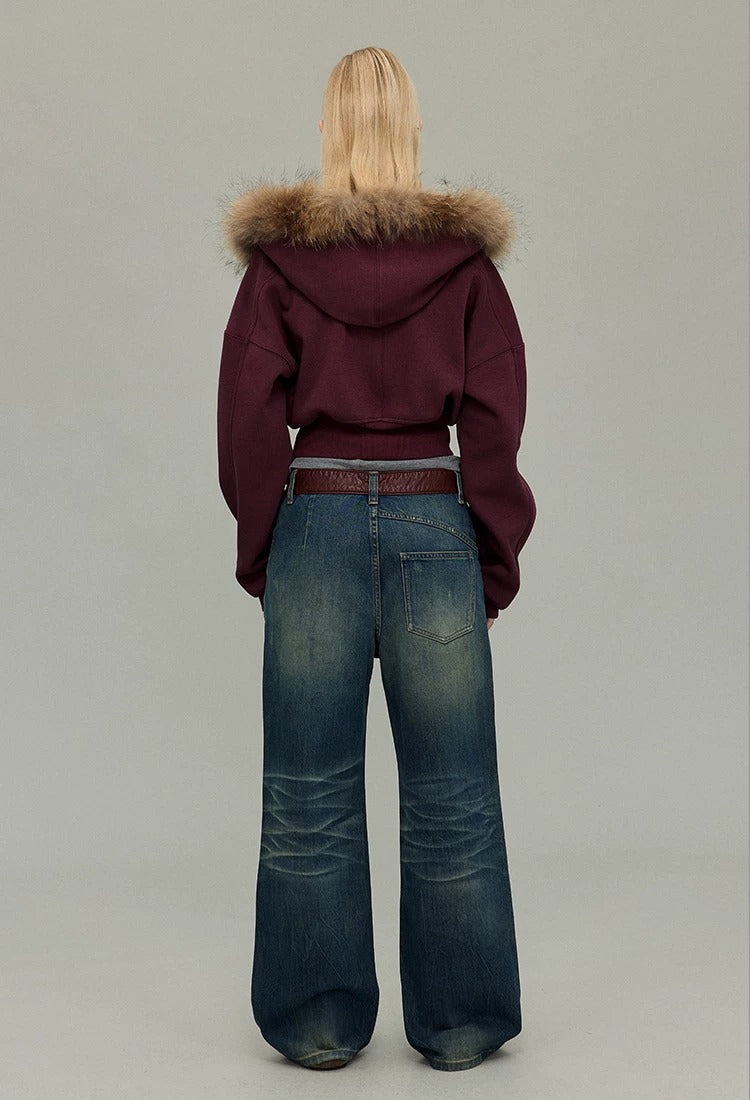 Detachable Fur Collar Hoodie Jacket