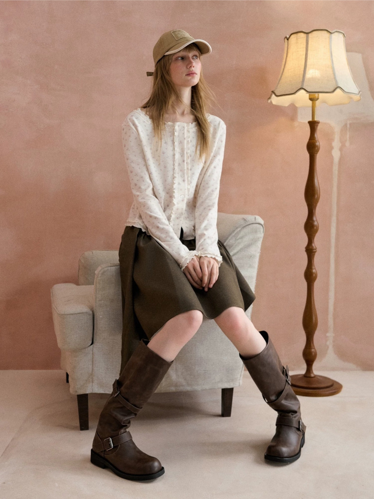 Tie Waist A-Line Puffed Skirt
