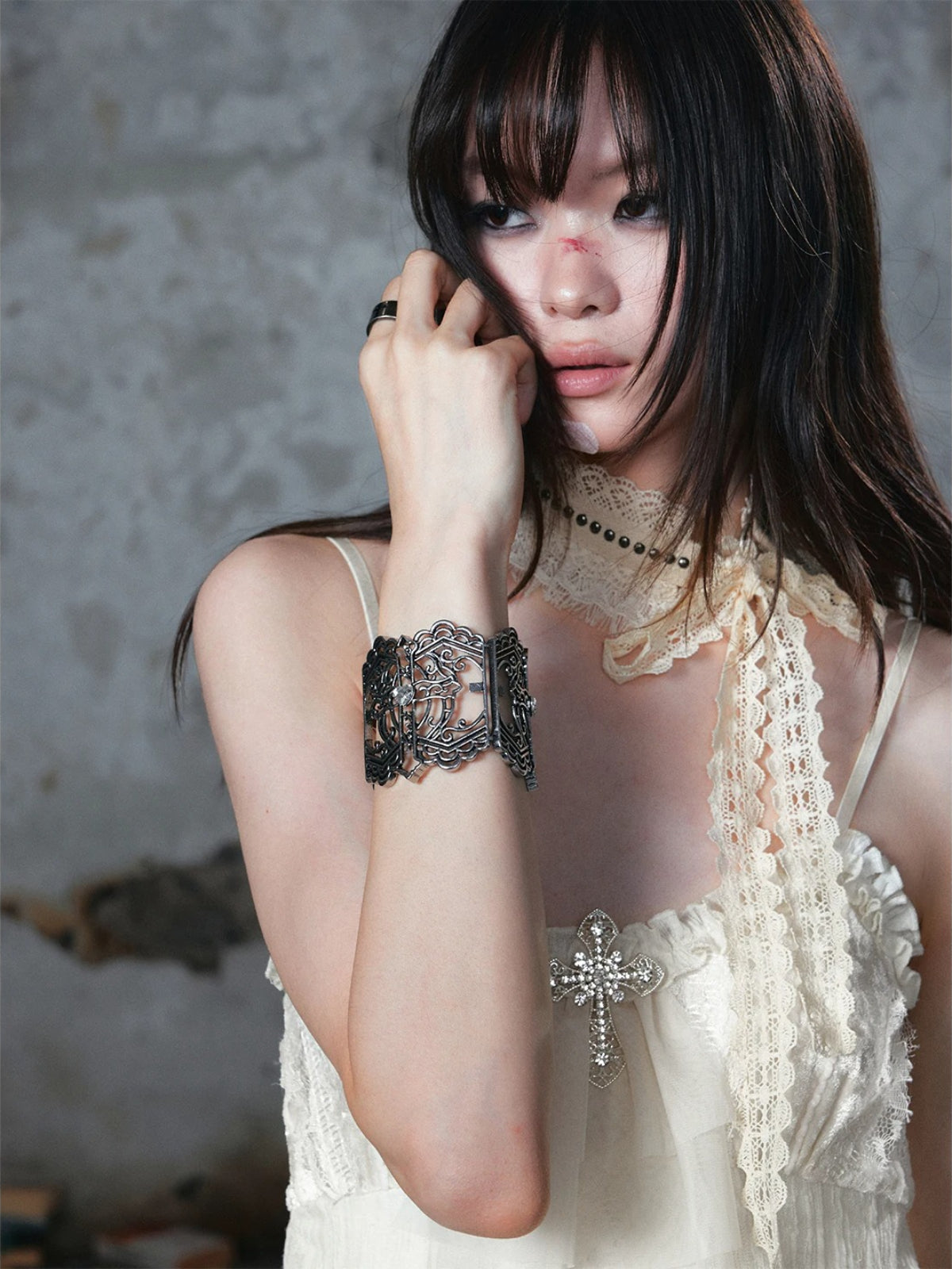 Vintage Cross Engraved Bracelet