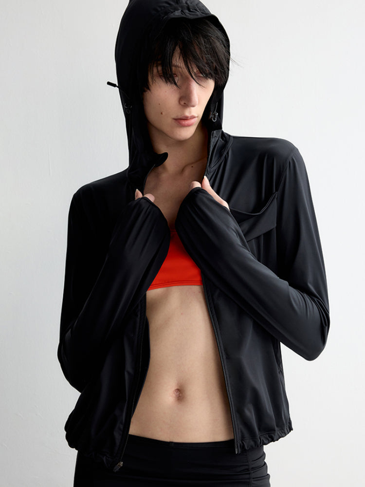 Hooded Drawstring Short Coat