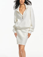 Half Zip Sweatshirt & Skirt Set