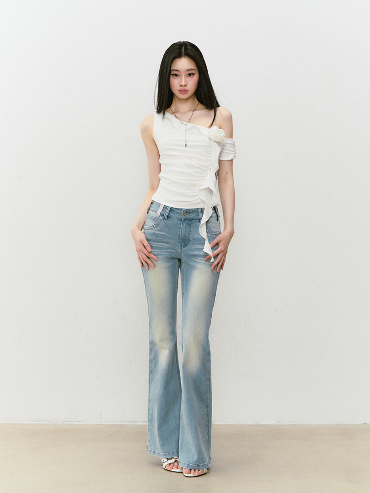 3D Floral Asymmetric Lyocell T-shirt