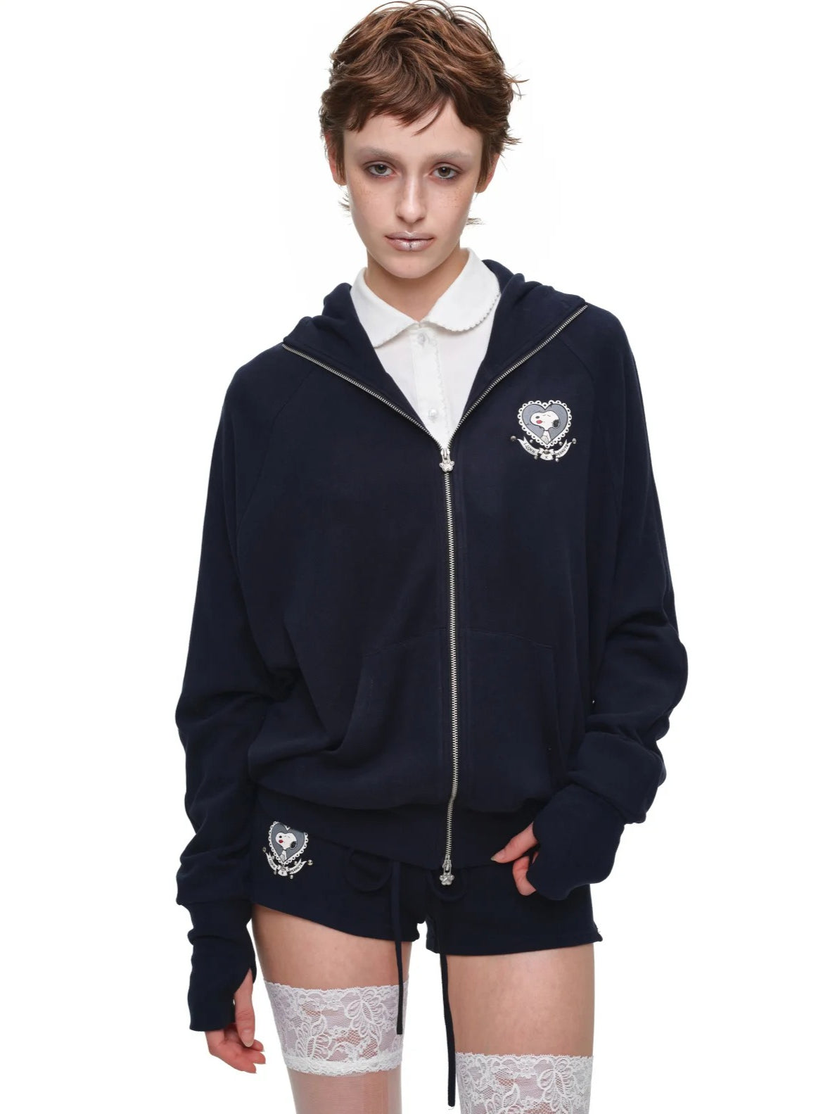 Dog-Ear Hoodie &amp; Flared Pants Set