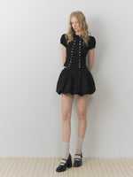 Shell Button Puff Sleeve Shirt