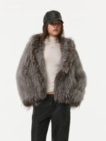 Silver Fox Trim Hooded Jacket